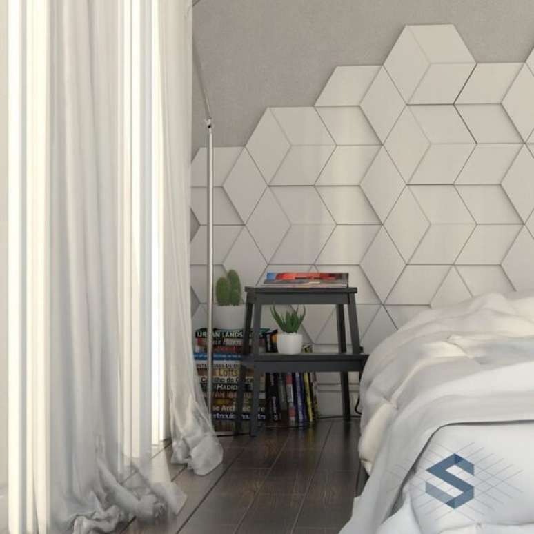 53. Renove seu dormitório utilizando cerâmica na parede. Fonte: Pinterest