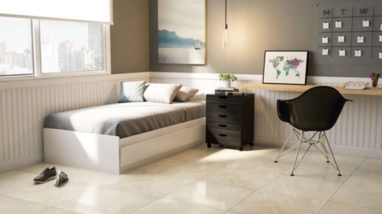 29. Modelo de cer&acirc;mica para quarto de solteiro. Fonte: Pinterest