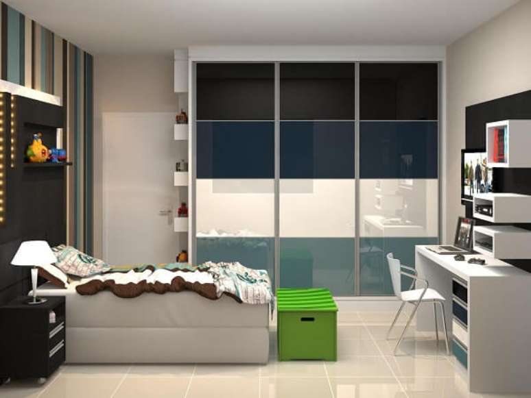 44. Piso cer&acirc;mico claro para quarto de solteiro. Fonte: Ismael Ceolin Salvador