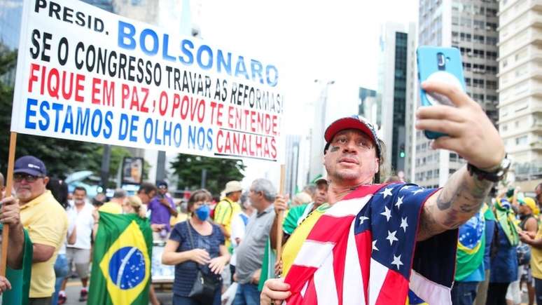 Congresso e STF foram alvo de protestos nos atos pr&oacute;-Bolsonaro