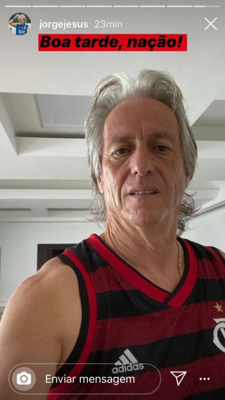 Jorge Jesus publicou foto, em seu Instagram, nesta terça-feira (Foto: Divulgação/Instagram)