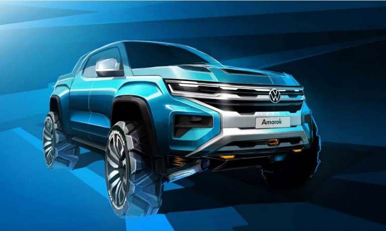 Sketch da nova geração da picape Amarok, da Volkswagen.