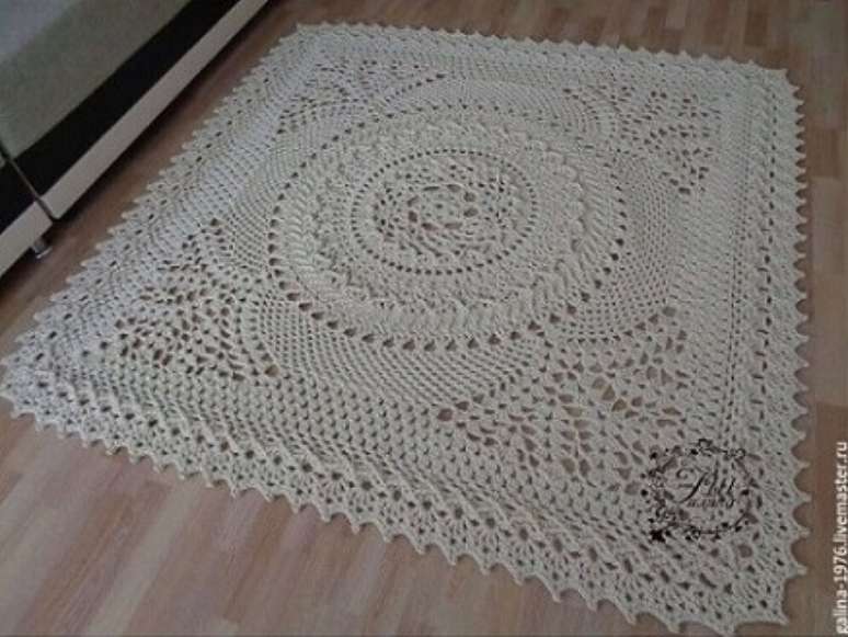 30. Tapete de croch&ecirc; para cozinha quadrado