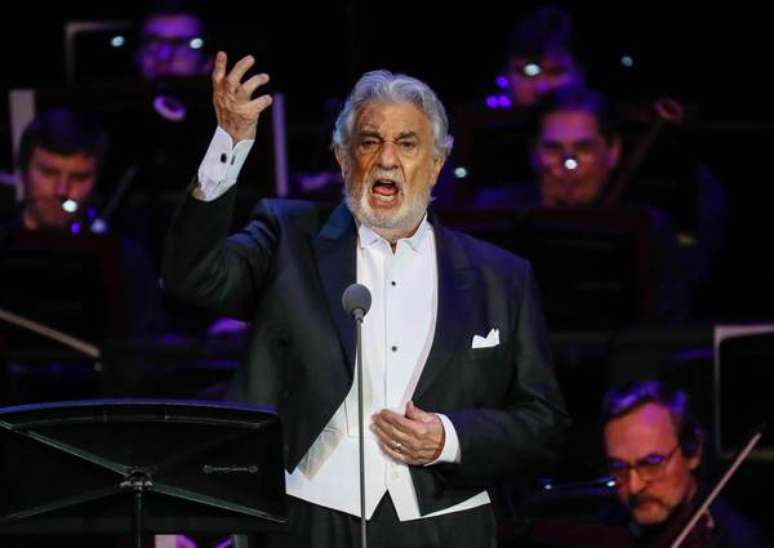 Placido Domingo durante apresentação em Moscou