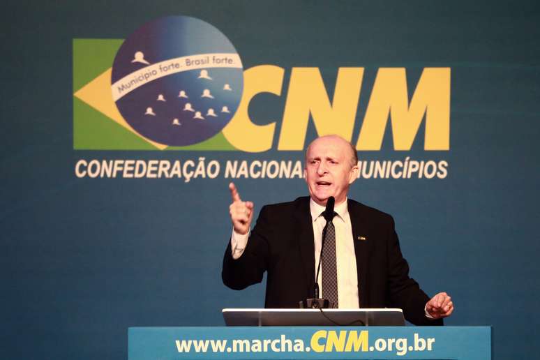 Glademir Aroldi (CNM) durante abertura da XXII Marcha a Brasília em Defesa dos Municípios, no Auditório do CICB, em Brasília (DF)