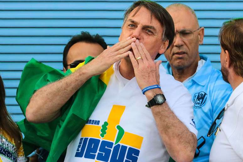O presidente da República, Jair Bolsonaro (PSL), durante a Marcha Para Jesus