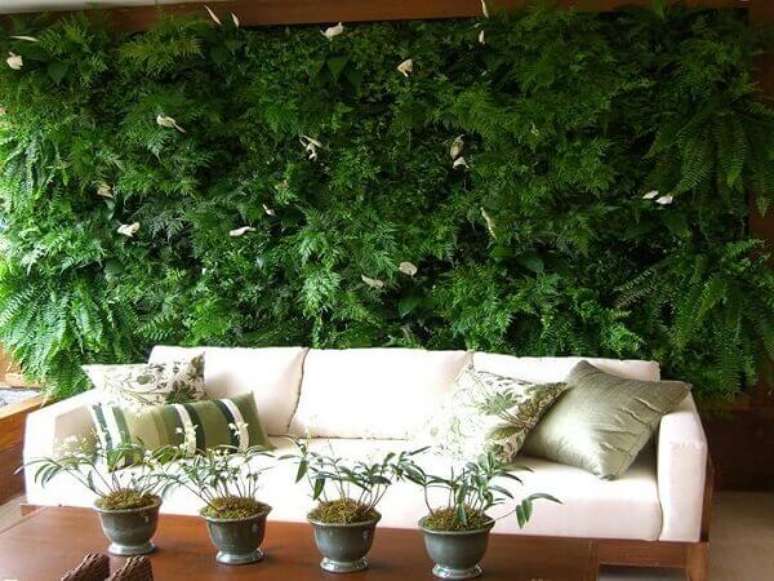 7- Como plantar L&iacute;rio da Paz no vaso pode ser usado em pain&eacute;is vivos, mescle essa esp&eacute;cie para &ldquo;quebrar&rdquo; a homogeneidade do verde.