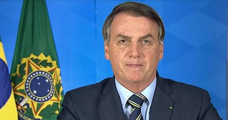 O presidente Jair Bolsonaro em pronunciamento nesta terça-feira, 24