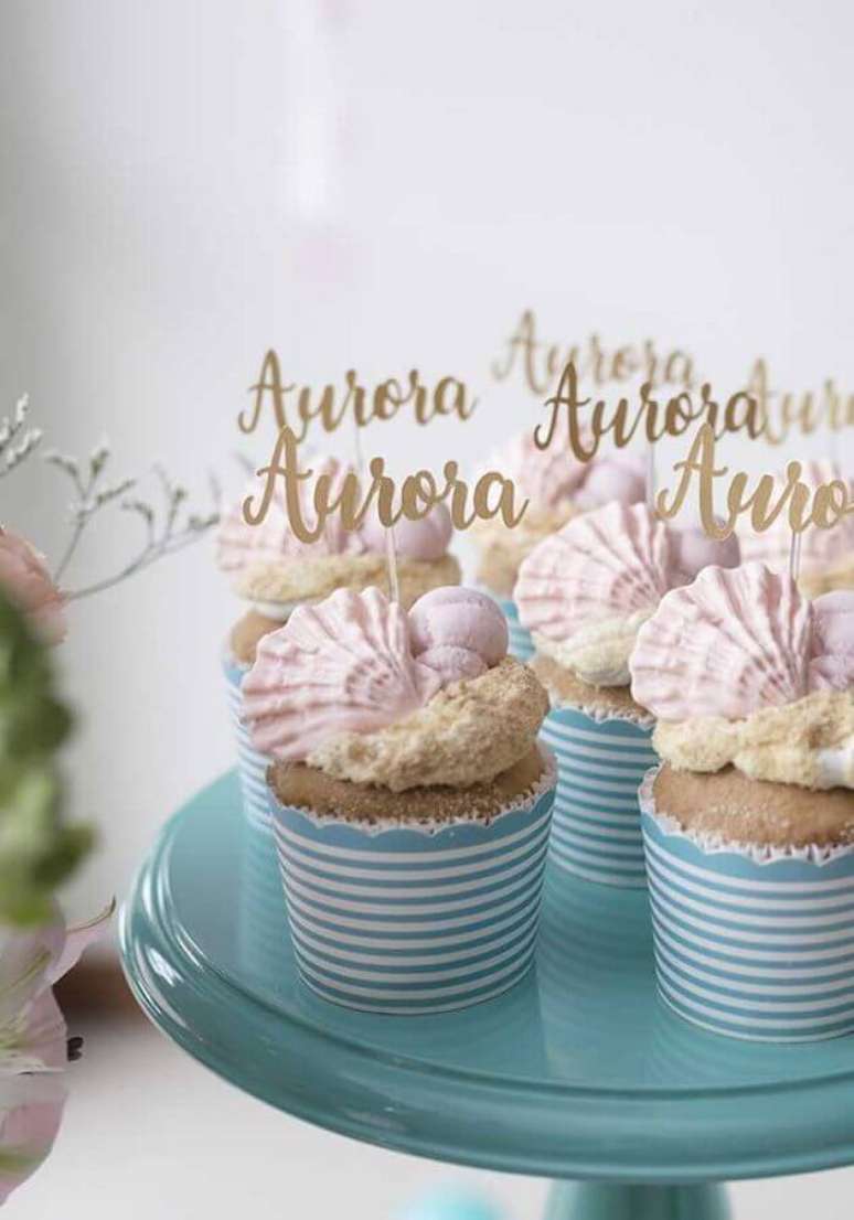 49. Ideias de cupcakes decorados para festa de sereia &ndash; Foto: Zozu