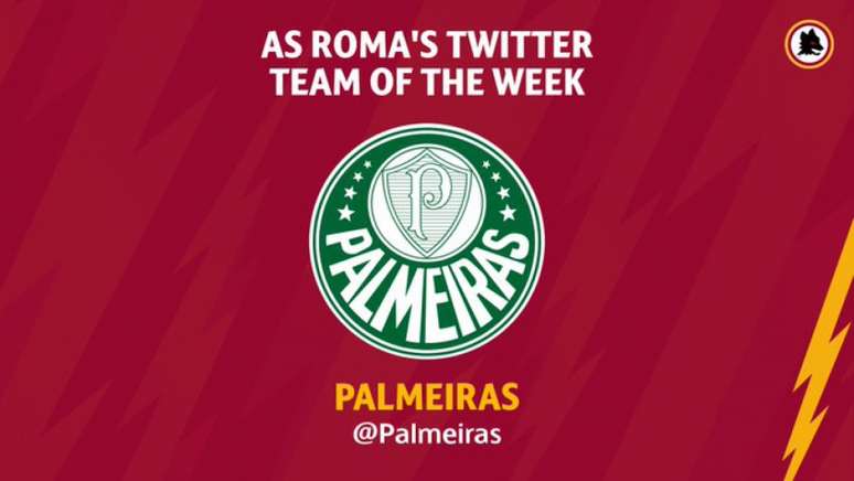 Roma homenageou o Palmeiras pela carta de apoio à Itália em meio às mortes por coronavírus (Reprodução/Twitter)