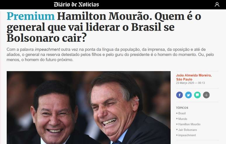 O jornal lisboeta com mais de 150 anos de tradição polemiza ao destacar a ideia do impeachment de Bolsonaro