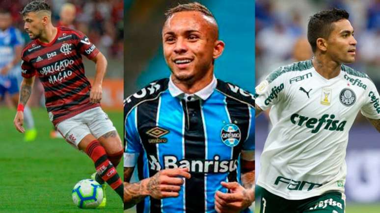 Flamengo, Grêmio e Palmeiras estão no top 10 (Foto: Marcelo Cortes / Flamengo; Divulgação; Cesar Greco/Agência Palmeiras)