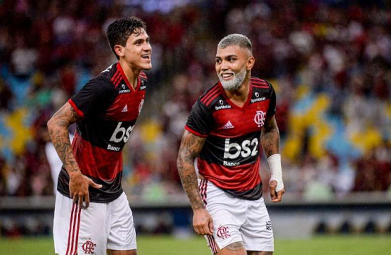 Os atacantes Pedro e Gabigol, juntos, em ação pelo Flamengo (Foto: Marcelo Cortes / Flamengo)