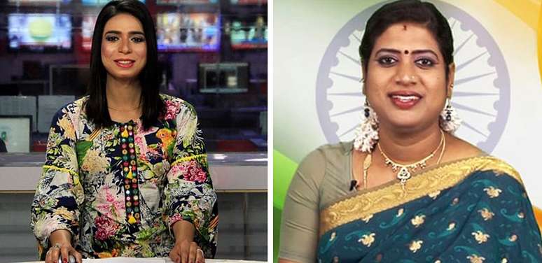 Marvia Malik, do Kohenoor News, e Padmini Prakash, do Lotus News Channel: visibilidade trans em Países com sociedade conservadora