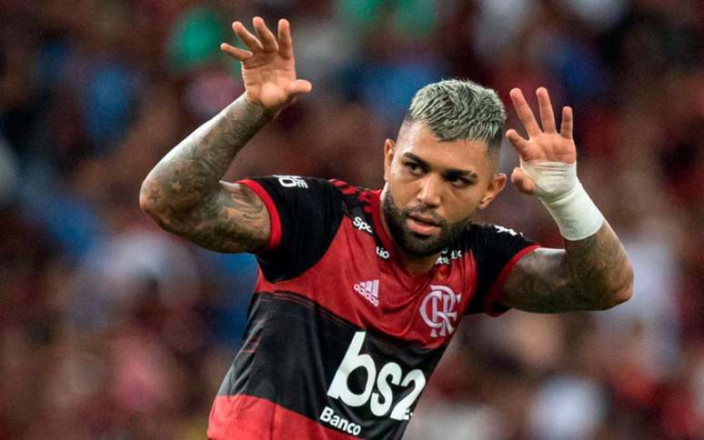 Gabigol comemora gol pelo Flamengo (Foto: Diego Maranhao/AM Press)