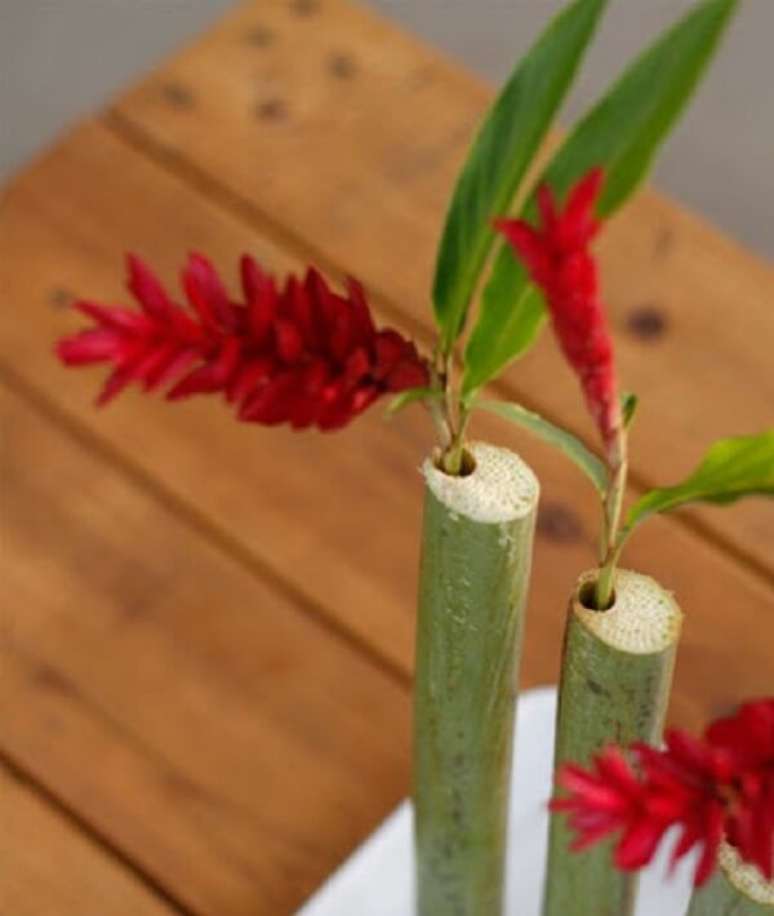 54. Vasos diferentes podem valorizar a beleza das flores tropicais como as alpínias – Foto: Blog Madame criativa