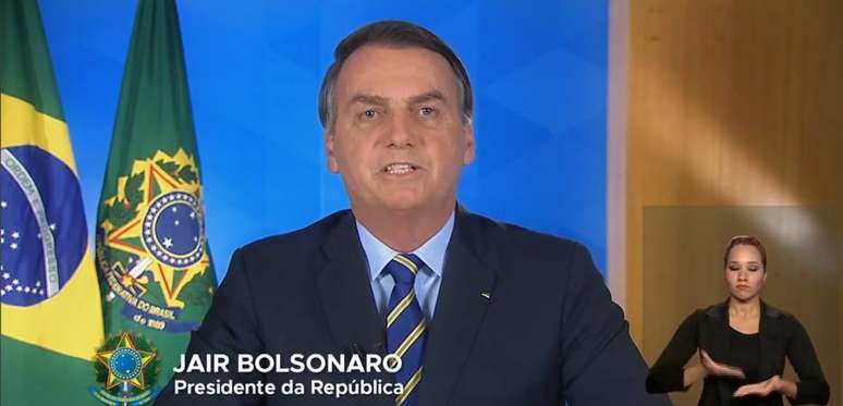 Presidente Jair Bolsonaro durante pronunciamento em cadeia nacional de rádio e TV