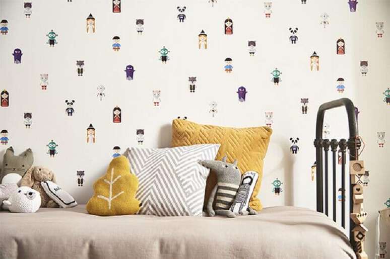 113. Decora&ccedil;&atilde;o simples com papel de parede infantil &ndash; Foto: Webcomunica