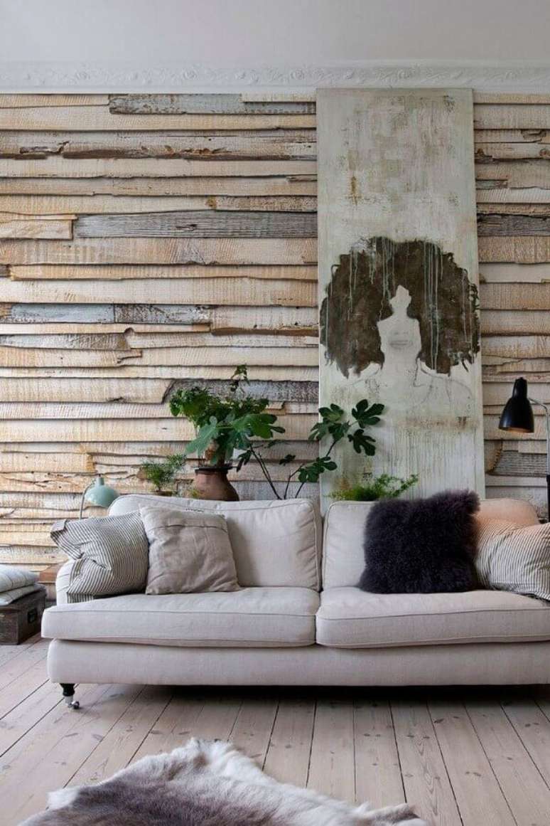 122. O papel de parede madeira &eacute; ideal para decorar ambientes com estilo r&uacute;stico &ndash; Foto: Behance