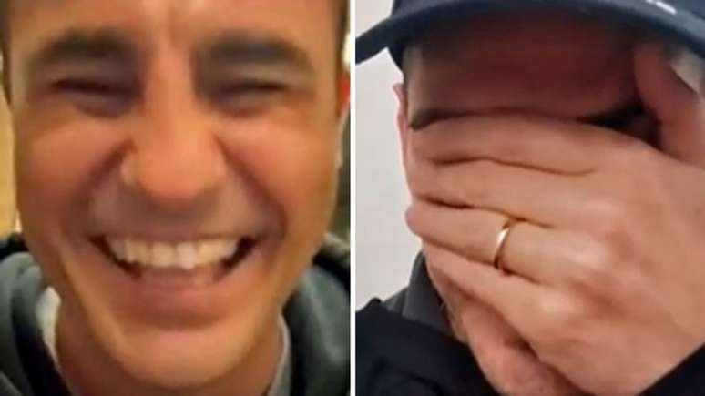 Cannavaro e Casillas em 'live' bem humorada nas redes sociais (Foto: Reprodução)