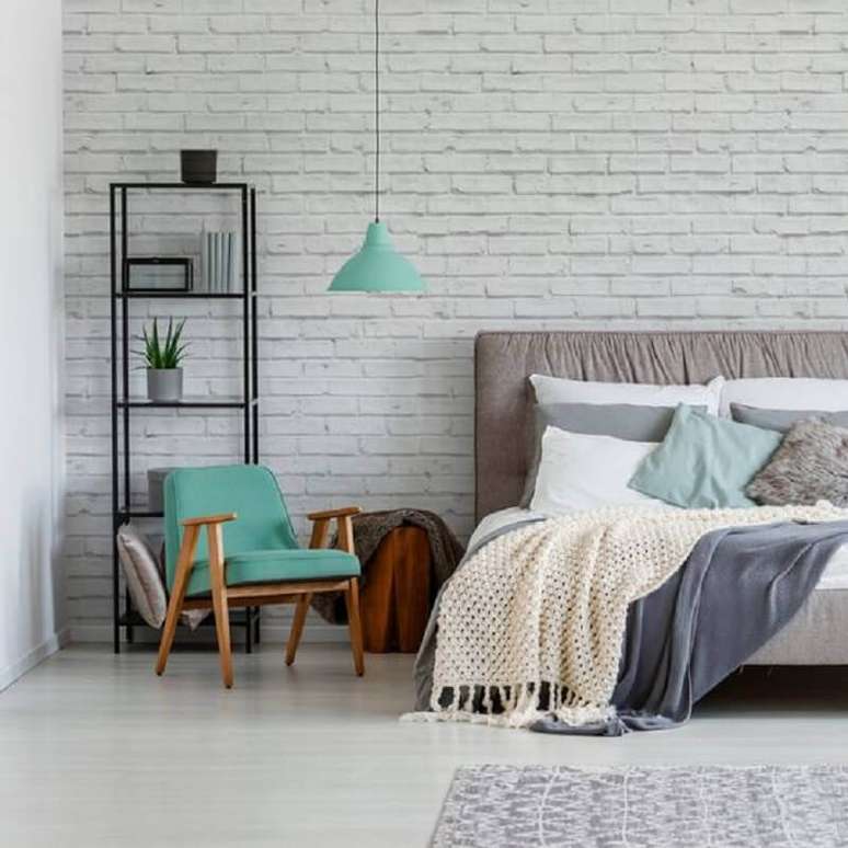 101. Papel de parede tijolinho para decora&ccedil;&atilde;o de sala de estar simples &ndash; Foto: Pinterest