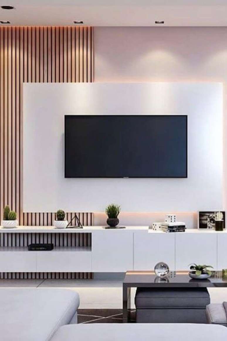 46. Painel para tv na sala moderna – Via: Pinterest