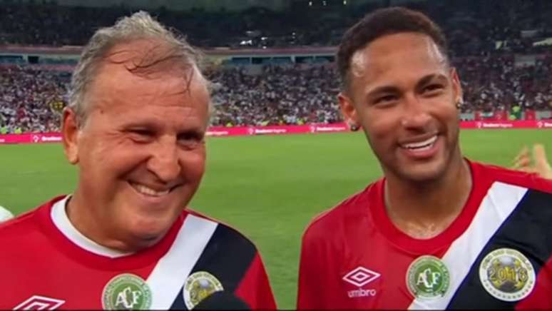 Zico e Neymar estiveram juntos no "Jogo das Estrelas", em 2016, no Maracanã (Reprodução)