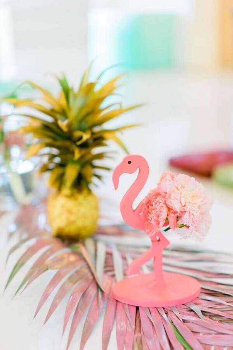 83. Detalhes decorativos para festa flamingo tropical – Foto: La Dolce Party