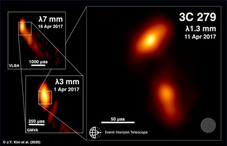 Jatos de plasma de dentro de buraco negro foram fotografados pela primeira vez