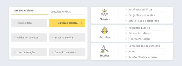 Passo 1: no site do TSE, clique em "Quitação eleitoral"