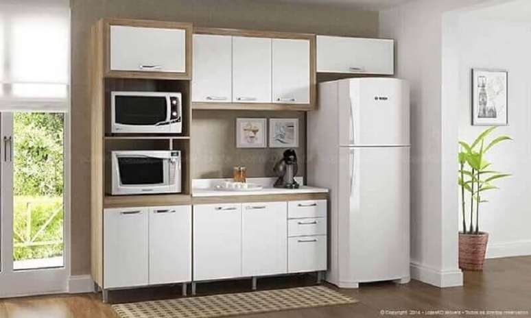 34. Decoração com cozinha modulada pequena e simples – Foto: Lojas KD