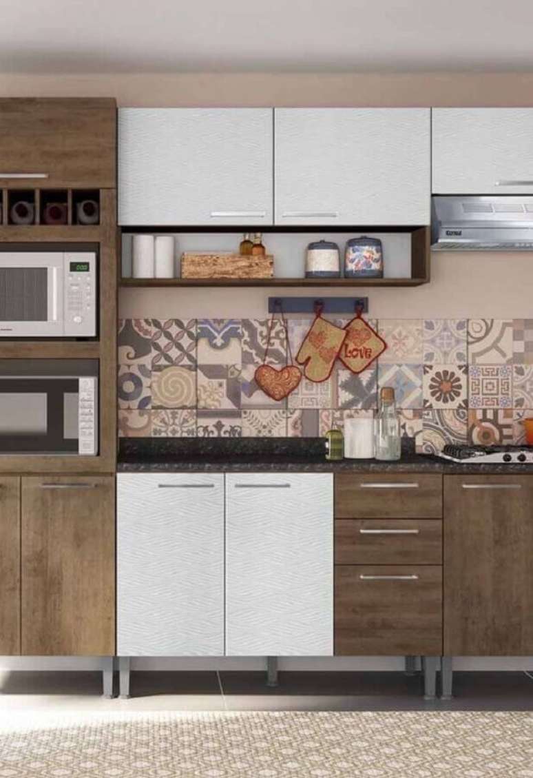 57. Adesivo de azulejos para decoração de cozinha modulada simples – Foto: Pinterest