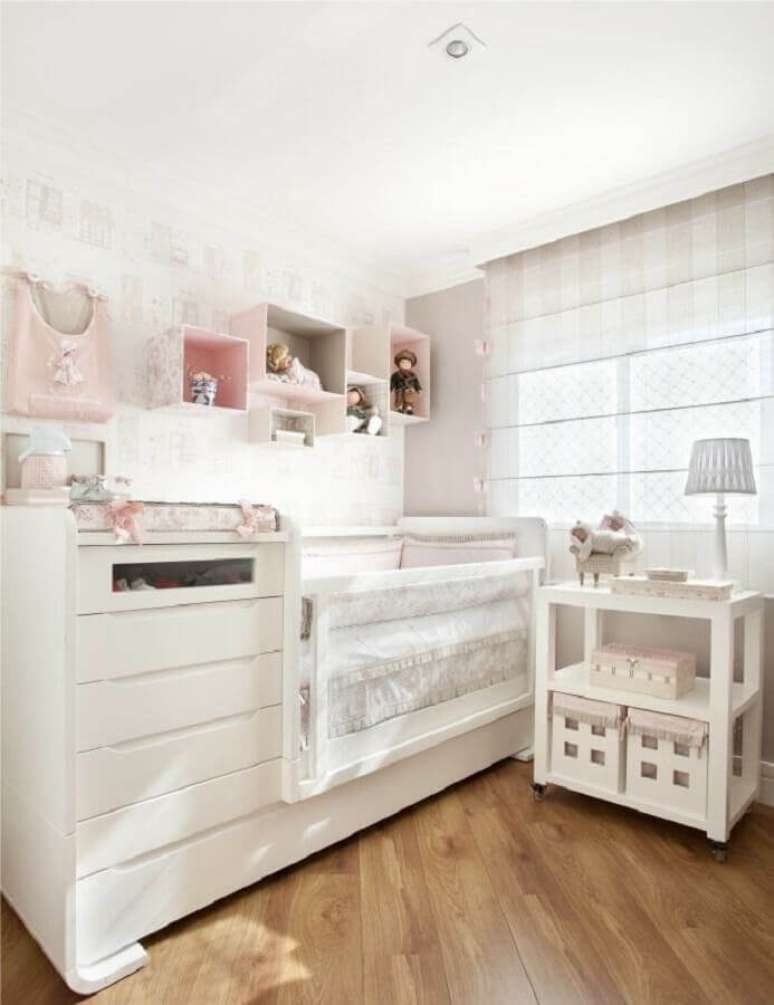 33. Nichos para decoração de quarto de bebê rosa e branco – Foto: ArchZine