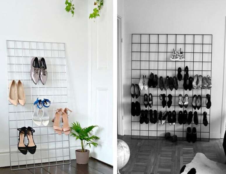 68. A tela aramada pode ser utilizada&nbsp;como alternativa da&nbsp;sapateira de pl&aacute;stico. Fonte: Pinterest