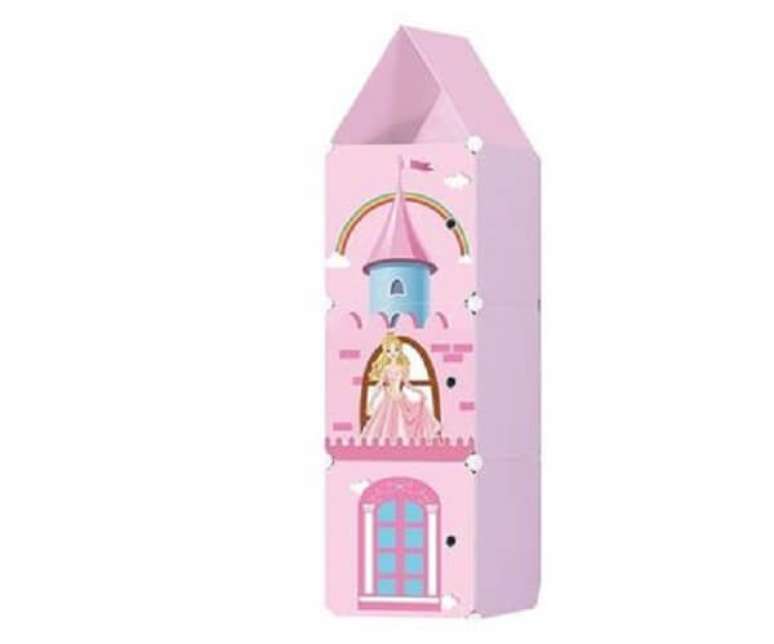 63. Arm&aacute;rio organizador e sapateira infantil com design das Princesas. Fonte: Pinterest