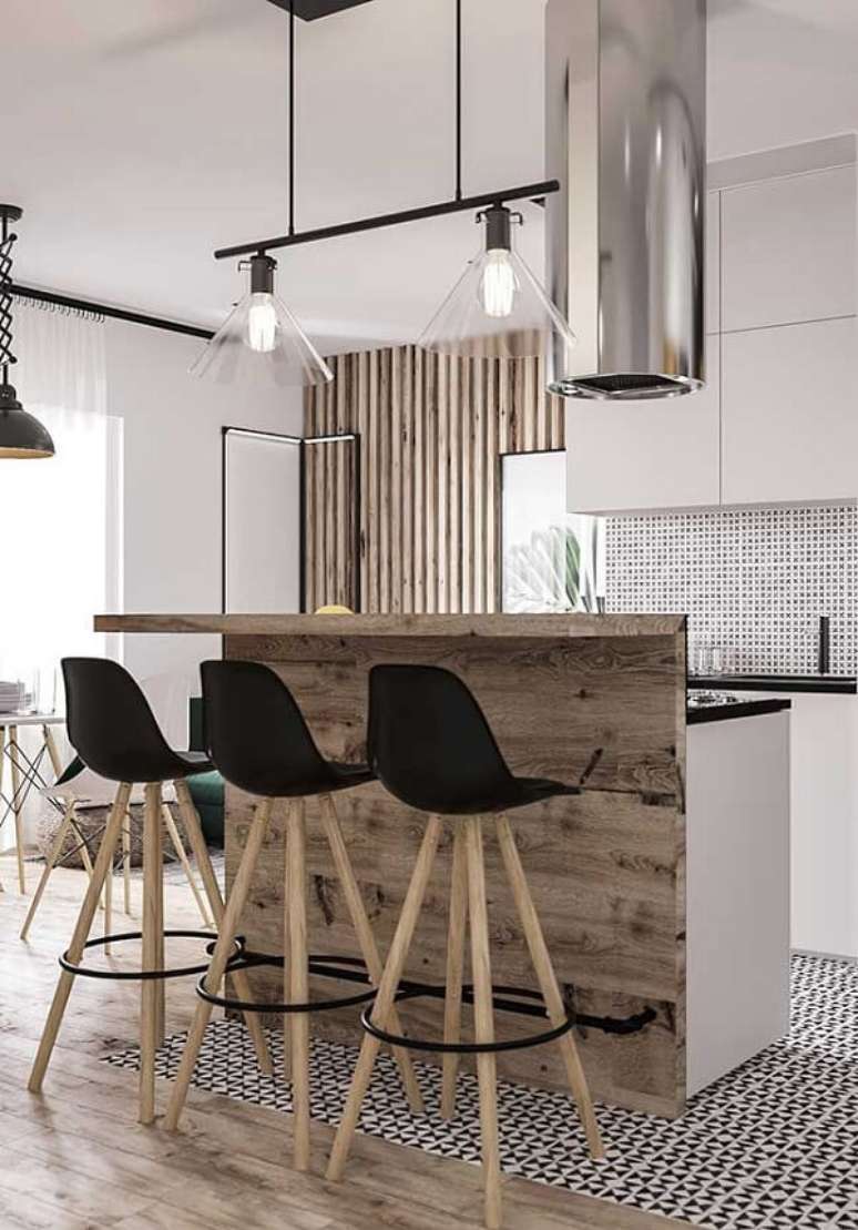 41. Banqueta preta com design moderno &eacute; uma escolha &ndash; Foto: Via Pinterest