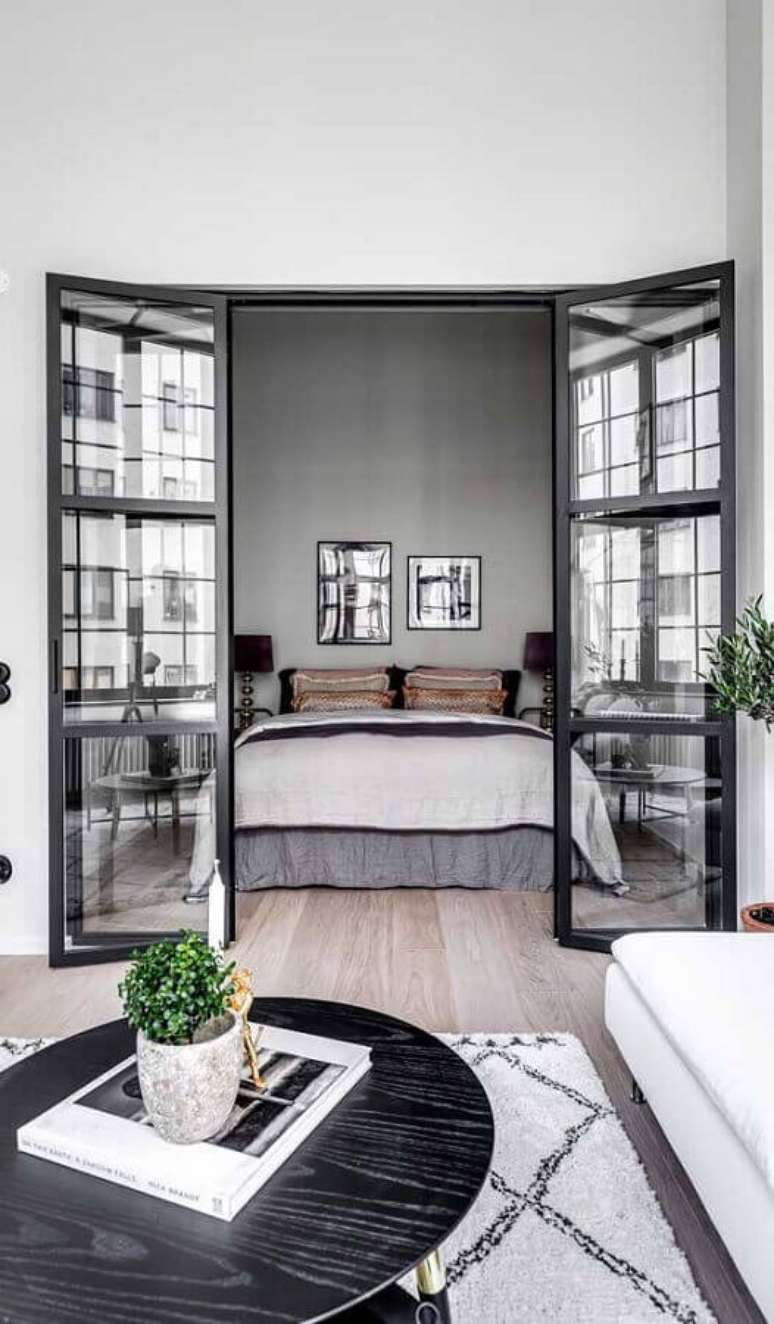 21. Invista na porta francesa para divis&atilde;o de ambientes internos &ndash; Foto: Architecture Art Designs