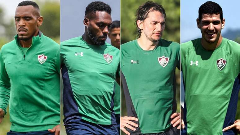 Digão, Luccas Claro, Matheus Ferraz e Nino são os zagueiros do Fluminense (Foto: LUCAS MERÇON / FLUMINENSE F.C.)