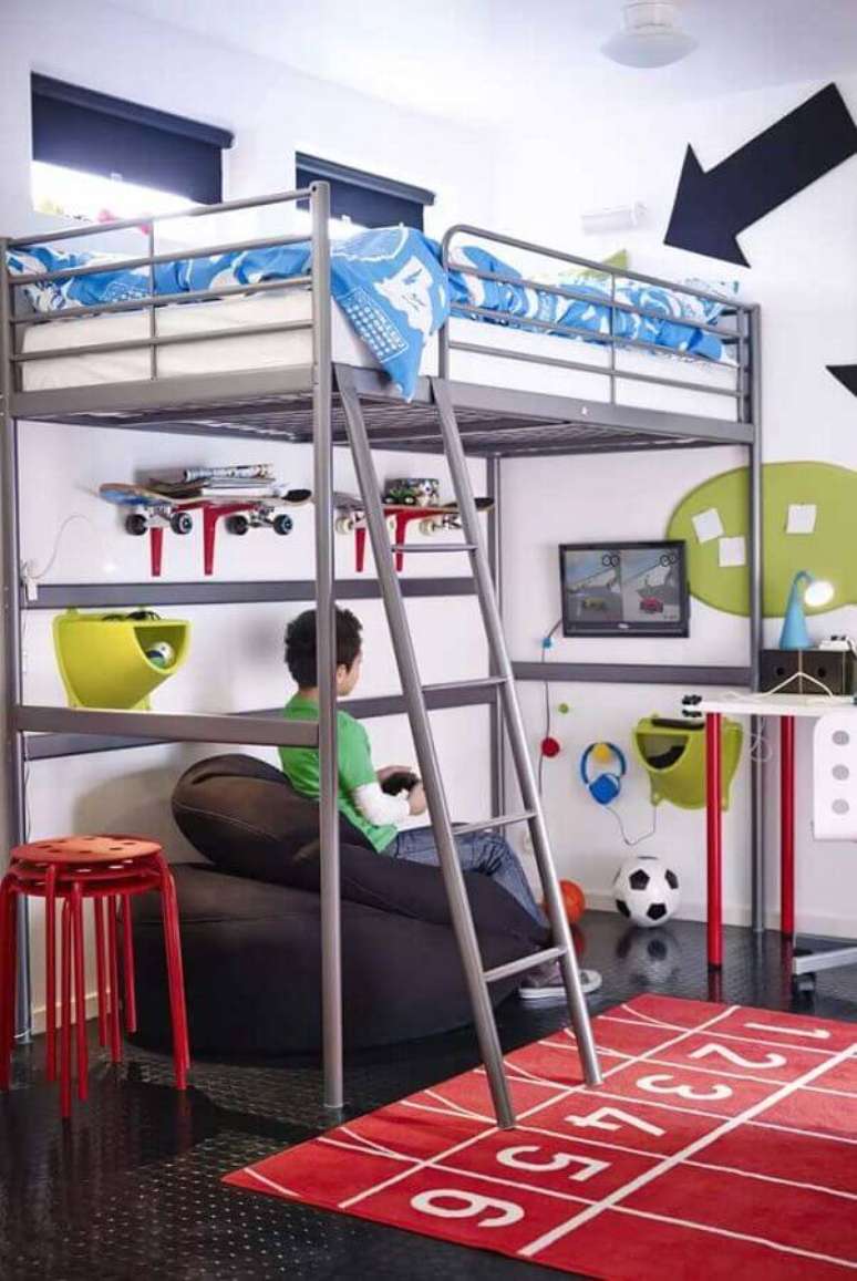 65. Invista na cama suspensa para a decoração de quarto gamer pequeno – Foto: Ideias Decor