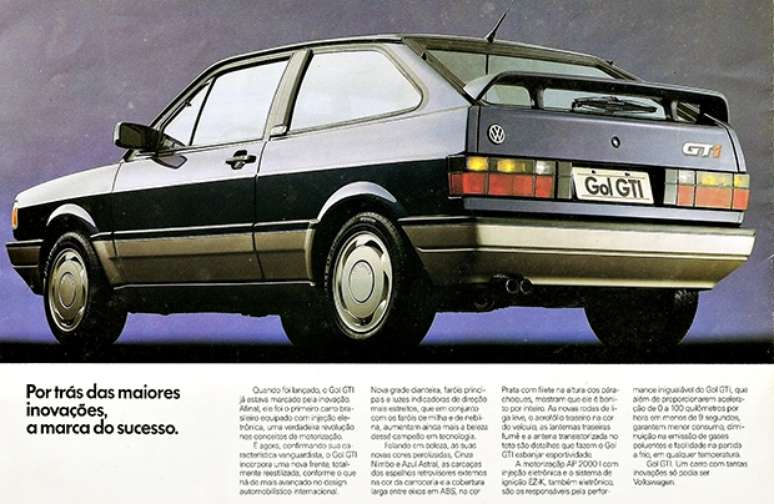 Anúncio publicado pela Volkswagen sobre as características do Gol GTI.