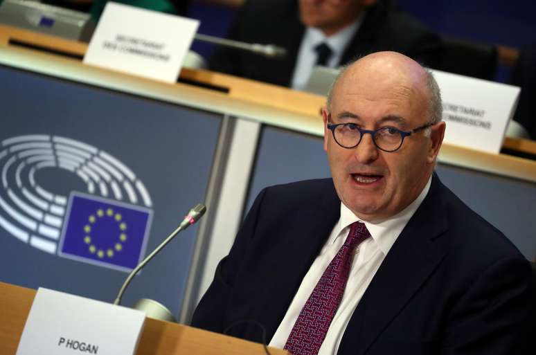 Phil Hogan, comiss&aacute;rio europeu para o Com&eacute;rcio, durante sess&atilde;o do Parlamento da UE em Bruxelas, B&eacute;lgica 
30/09/2019
REUTERS/Yves Herman