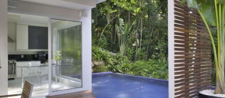 36. Piscina pequena ao lado da casa. Projeto de Oleg&aacute;rio de S&aacute;