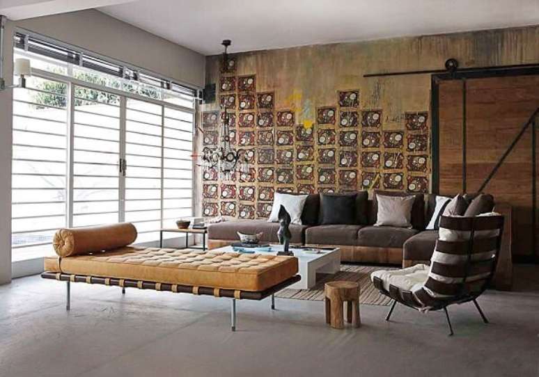10. Recamier, sofá e poltrona costela para a decoração da sala de estar. Fonte: Pinterest