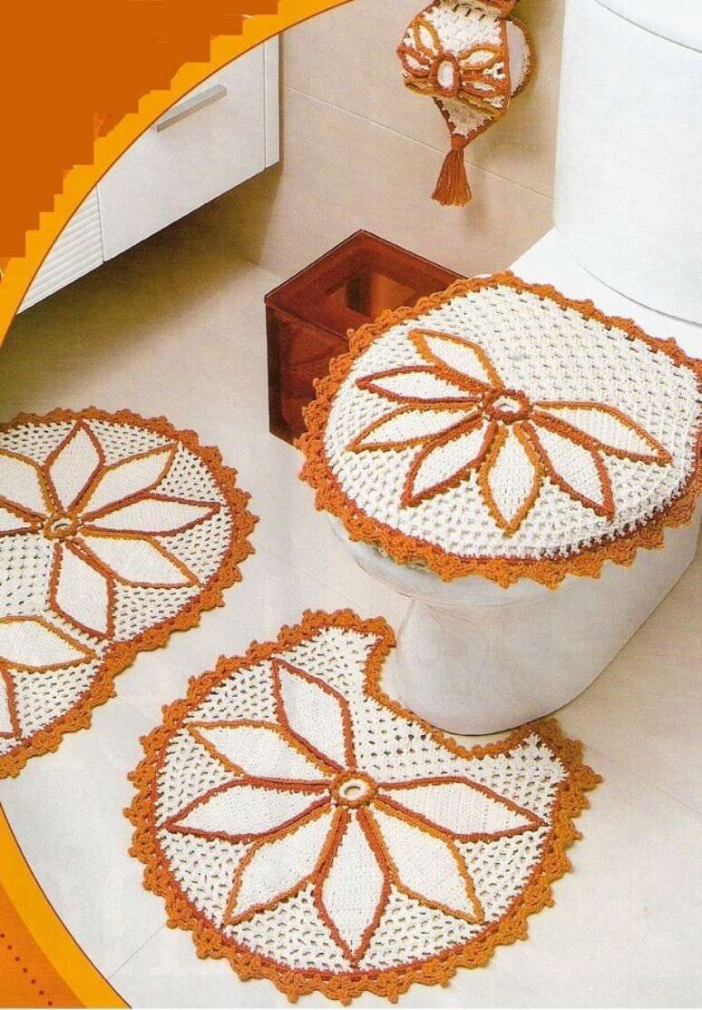 25. Invista em modelos de jogos de banheiro que se harmonizem a decora&ccedil;&atilde;o do seu ambiente &ndash; Foto: Revista Artesanato