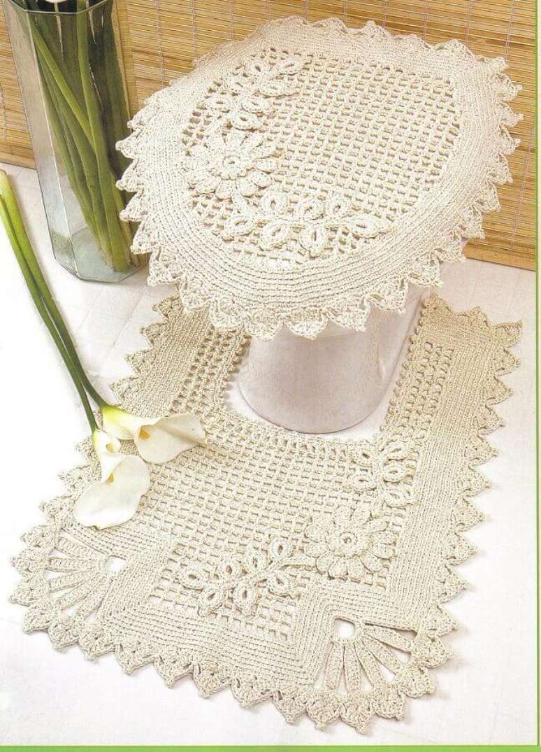 53. Alguns modelos de jogos de banheiro s&atilde;o neutros e se harmonizam a diferentes estilos de decora&ccedil;&atilde;o &ndash; Foto: Sandra Roque Artesanatos