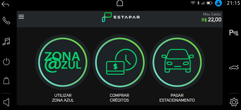 A central multimídia VW Play dará acesso a vários aplicativos, como o da Estapar para zona azul.