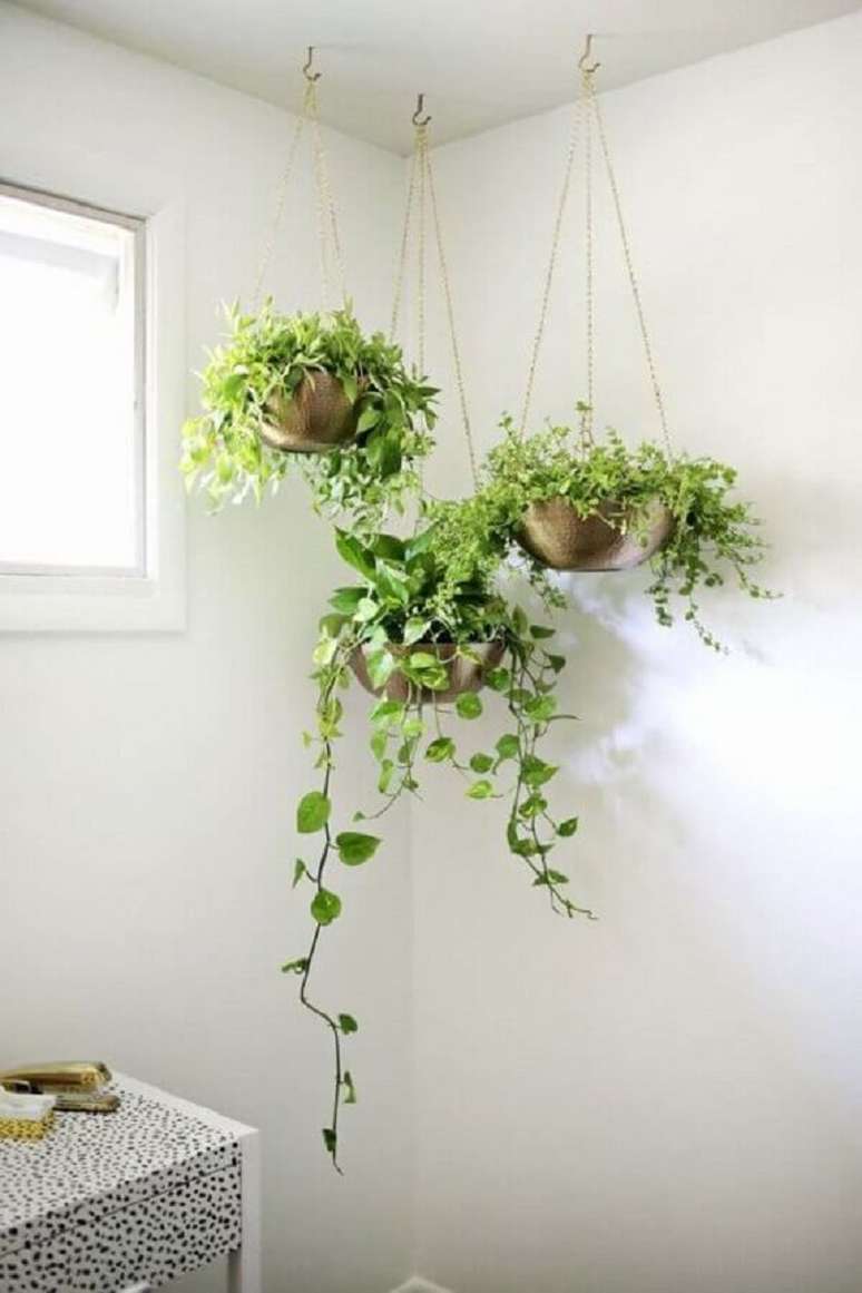 16. Decora&ccedil;&atilde;o com suporte para plantas pendentes &ndash; Foto: Hist&oacute;rias de Casa