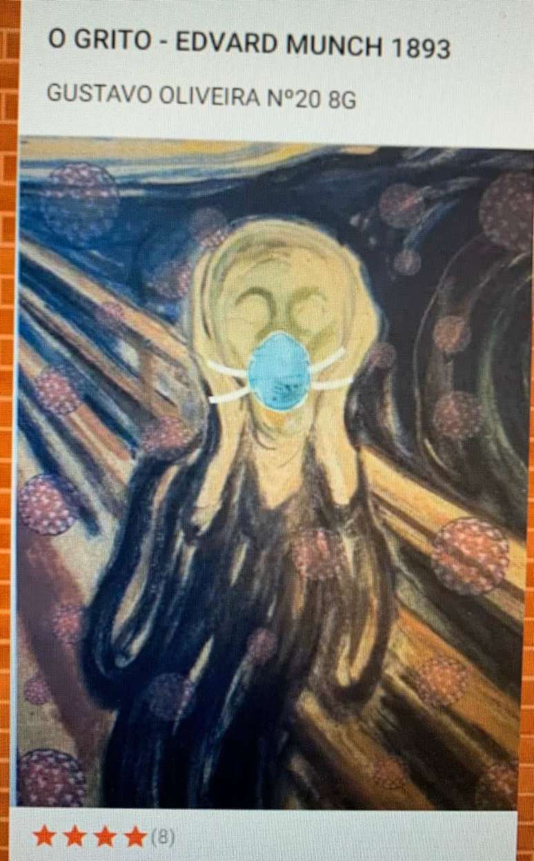 Releitura do quadro 'O Grito', de Edvard Munch, em tempos de pandemia