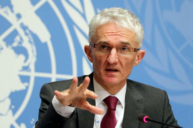 Sub-secretário-geral da ONU para Assuntos Humanitários, Mark Lowcock, em entrevista coletiva em Genebra
04/12/2018 REUTERS/Denis Balibouse