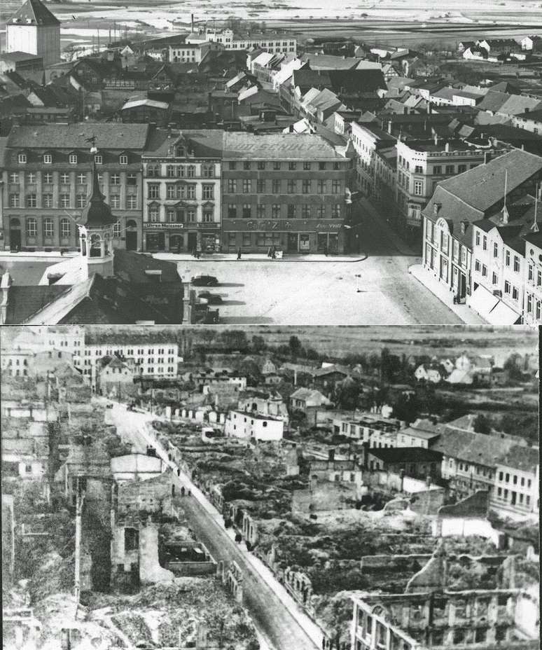 Imagens mostram Demmin antes e depois da chegada dos soldados soviéticos